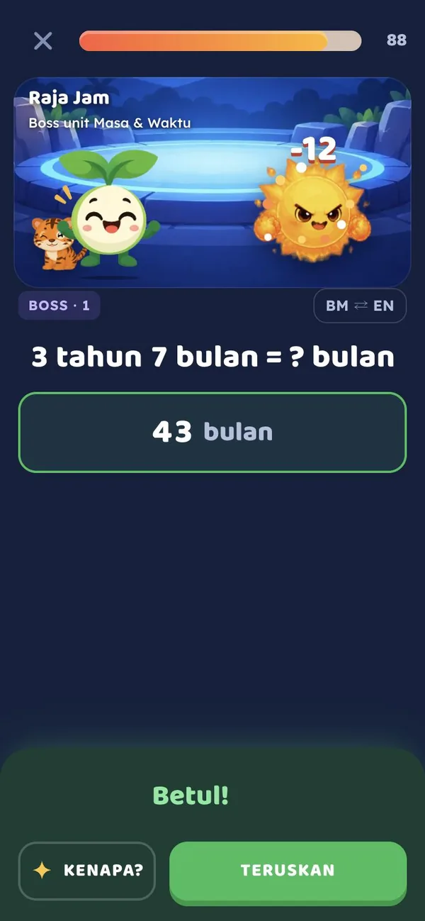 Lawan boss Raja Jam: jawapan betul menyerang boss